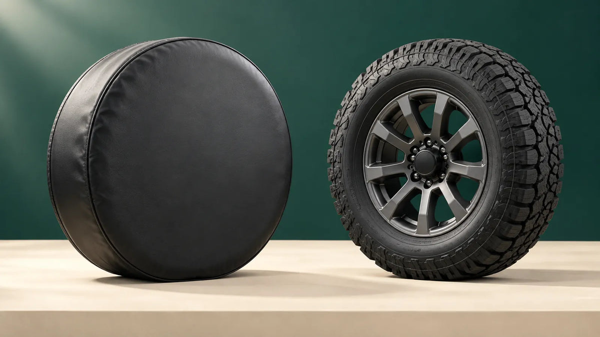 AI concept comparing a full spare wheel cover with an exposed wheel and small centre cover