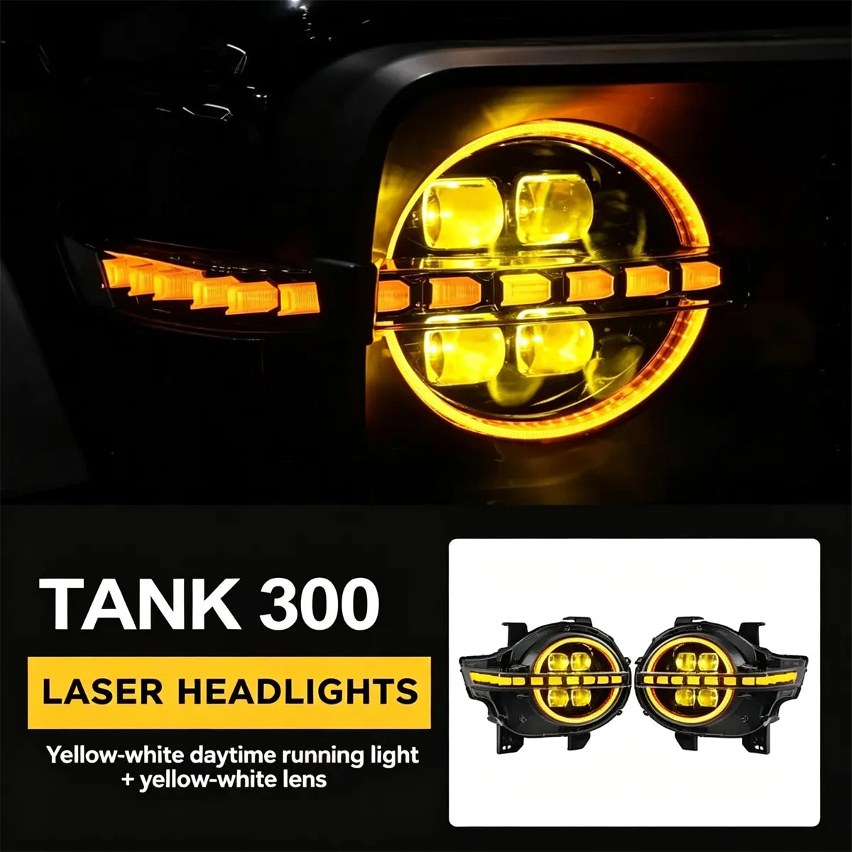 Front headlight for Tank 300, LED-lens, RGB DHO, streaming turn signals
