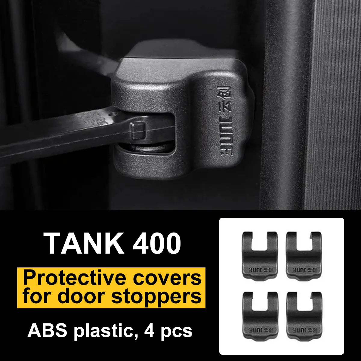 Security overlays on door limiters for Tank 400