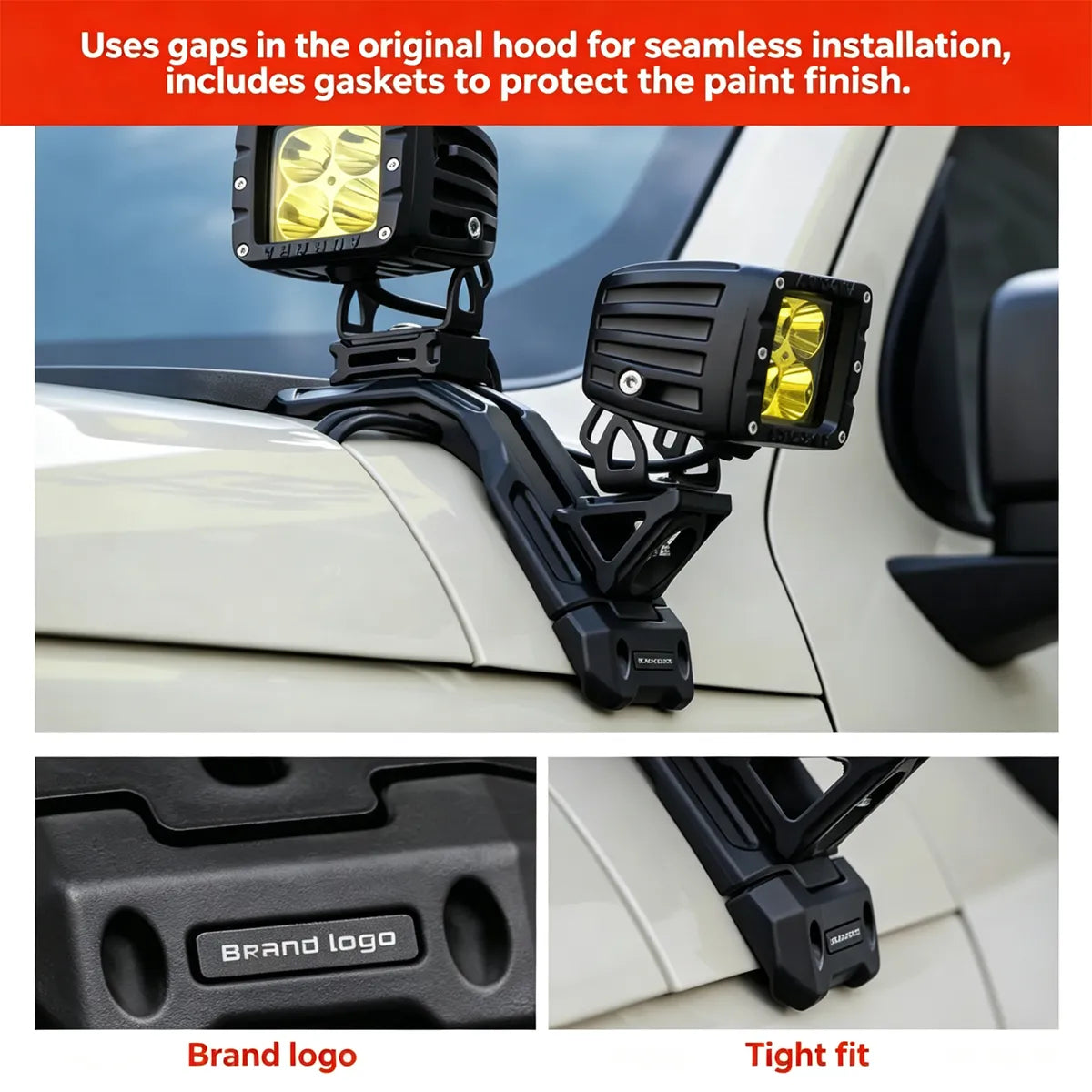 Bracket on the hood for Tank 300, for the spotlight and action camera on the A rack