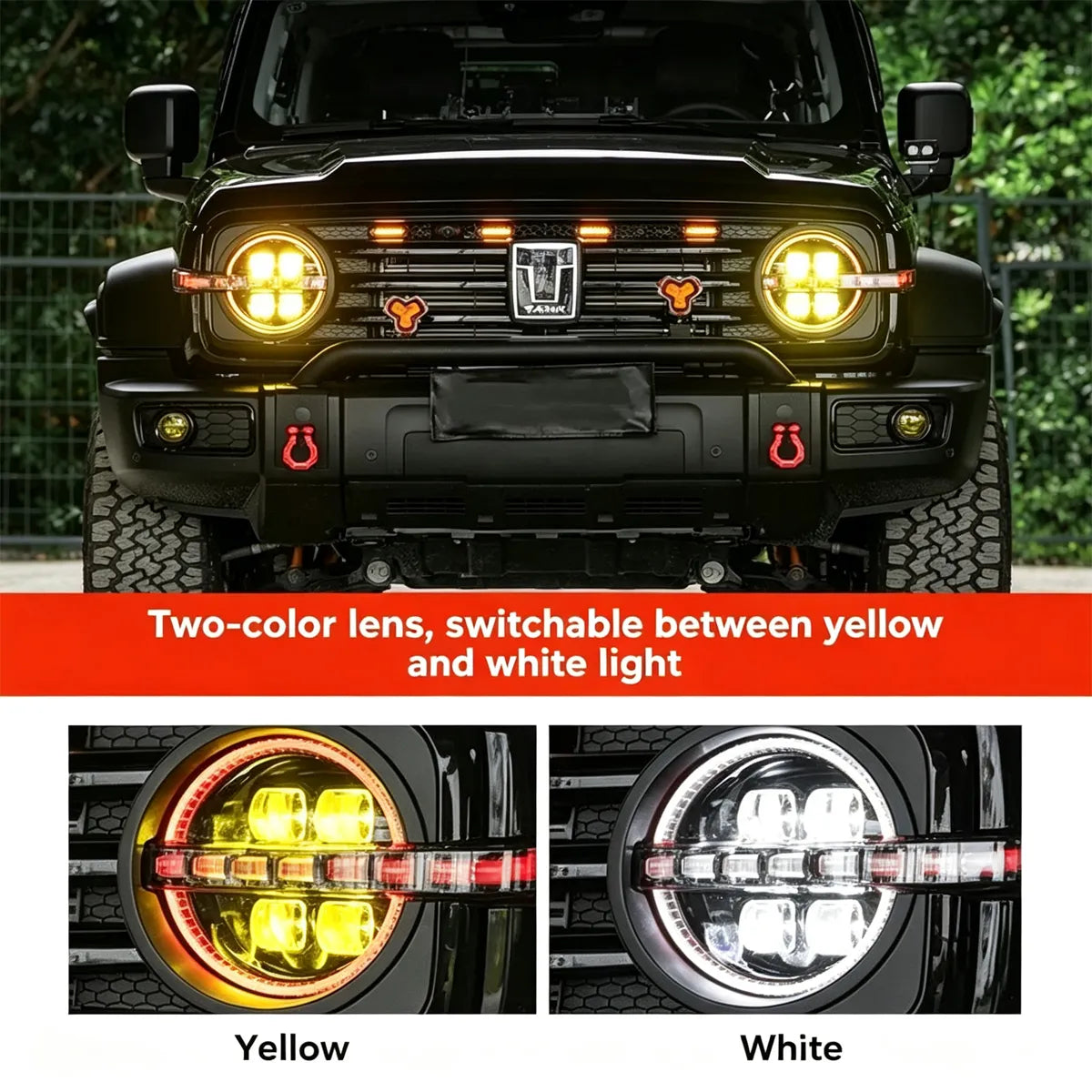 Front headlight for Tank 300, LED-lens, RGB DHO, streaming turn signals