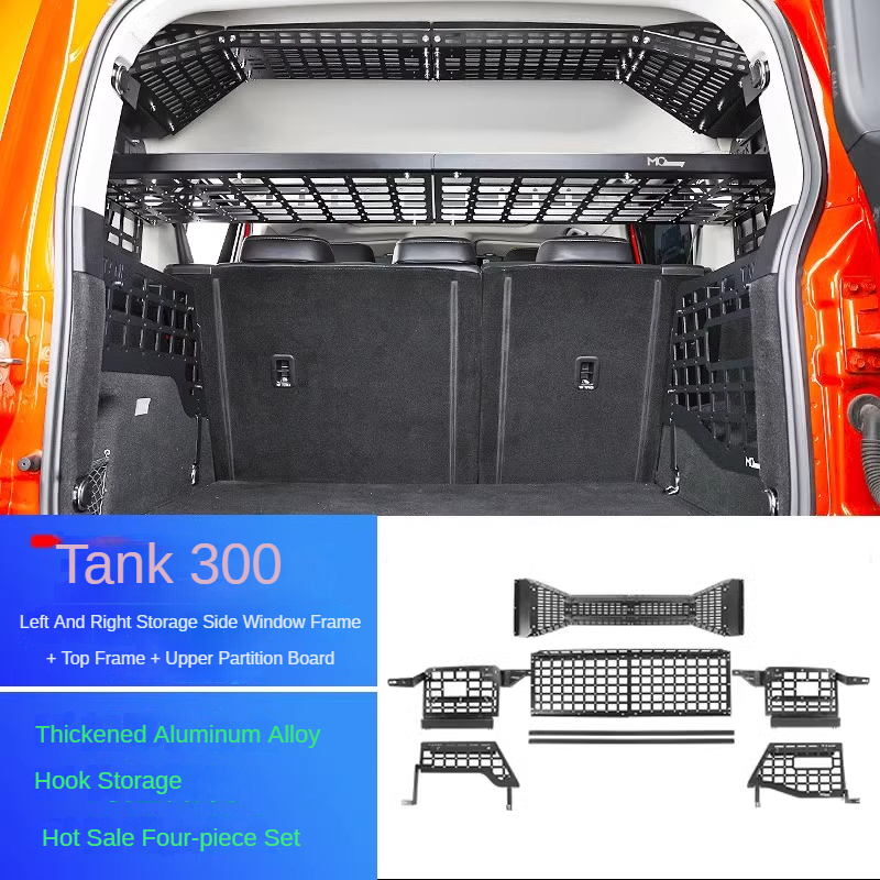 Upgraded Trunk Side Window and Tail Box Storage Rack System for GWM Tank 300