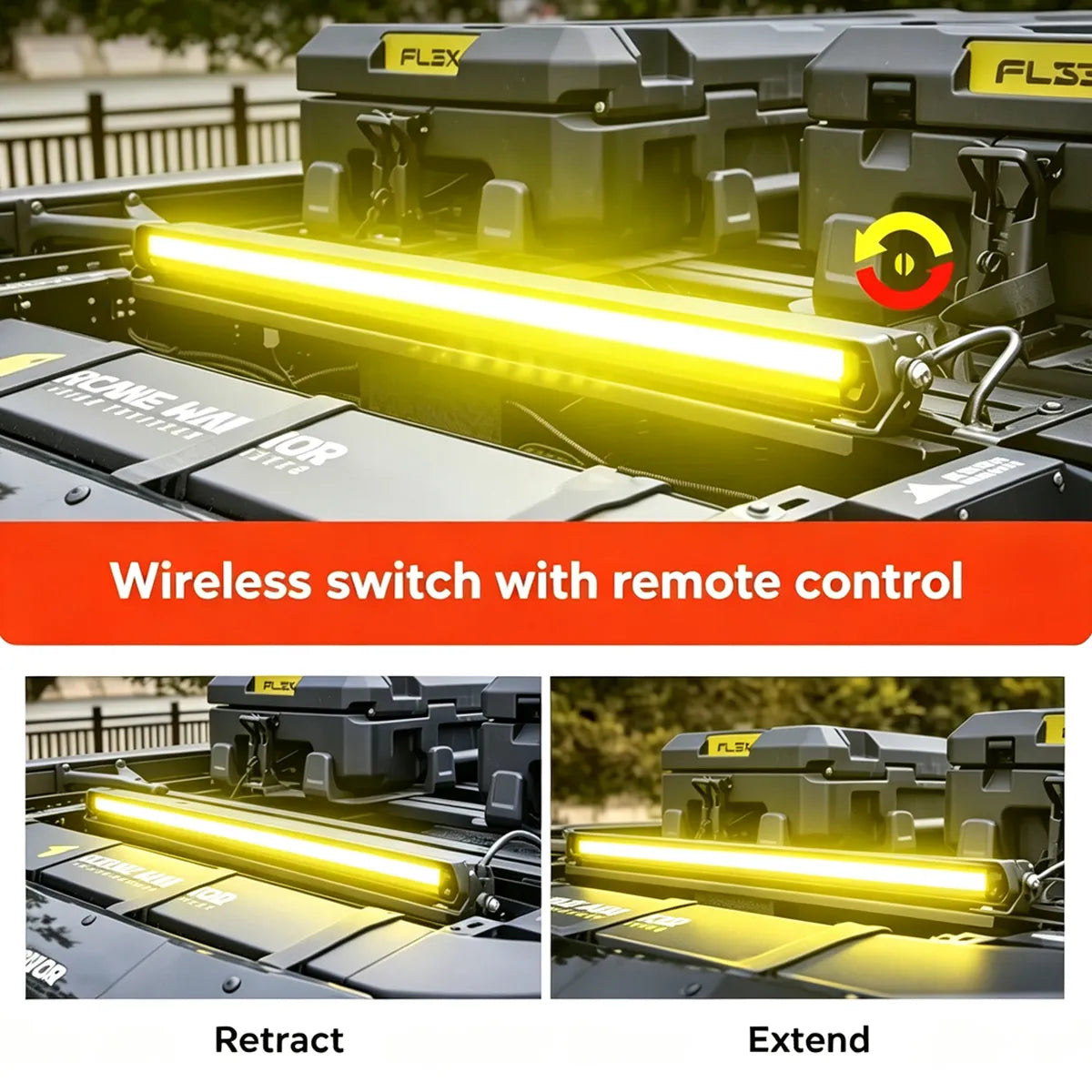 Electric folding bracket for hidden spotlights on the roof for Tank 300