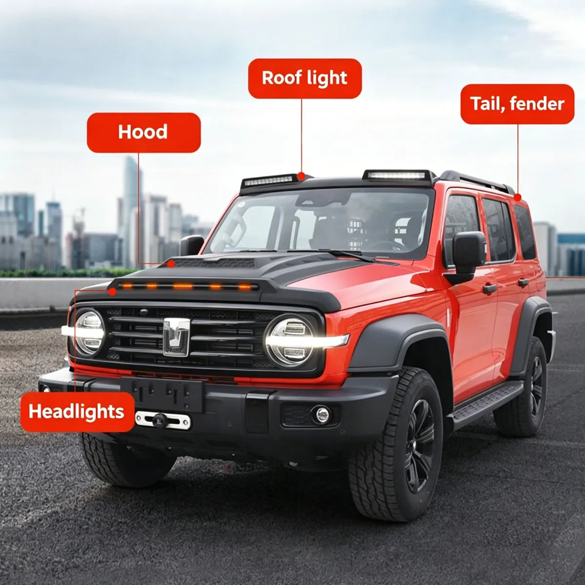 LED Rear Roof Spoiler for Tank 300