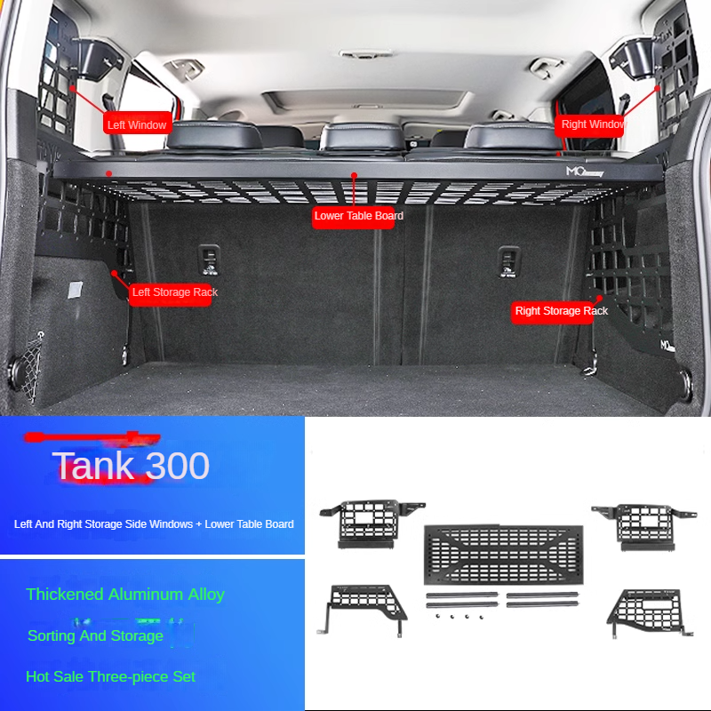 Upgraded Trunk Side Window and Tail Box Storage Rack System for GWM Tank 300