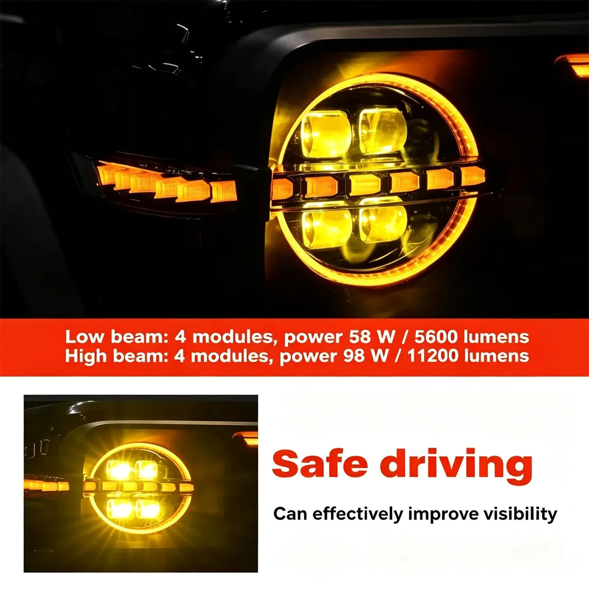 Front headlight for Tank 300, LED-lens, RGB DHO, streaming turn signals