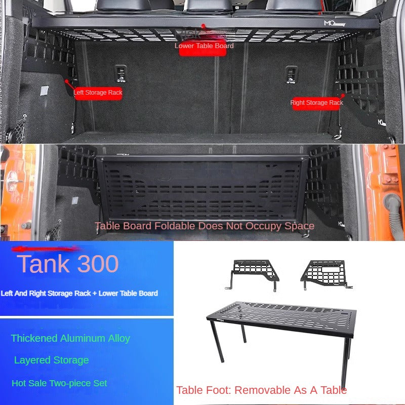 Upgraded Trunk Side Window and Tail Box Storage Rack System for GWM Tank 300