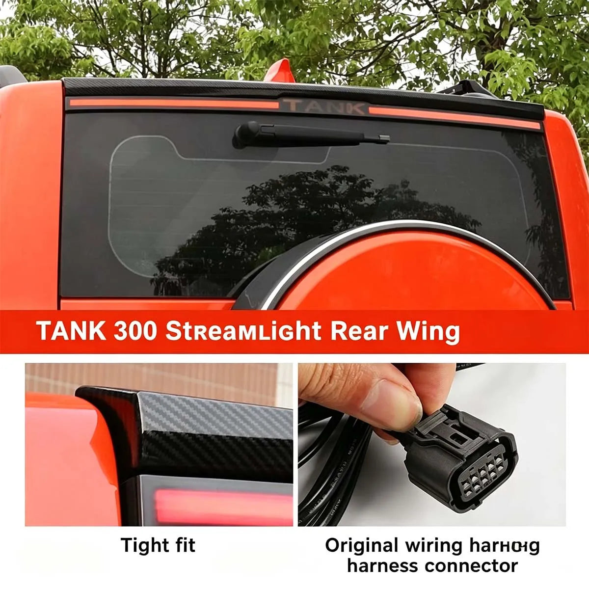 Rear spoiler with carbon pattern for Tank 300