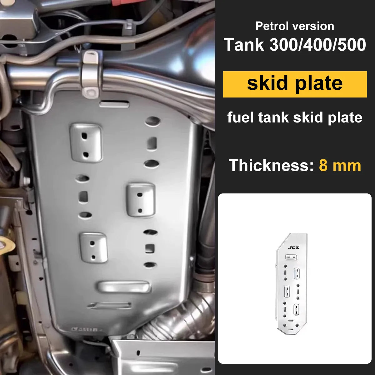 8mm Aluminum Alloy Fuel Tank Skid Plate for GWM Tank 300 / 400 / 500 – Off-Road Underbody Chassis Guard