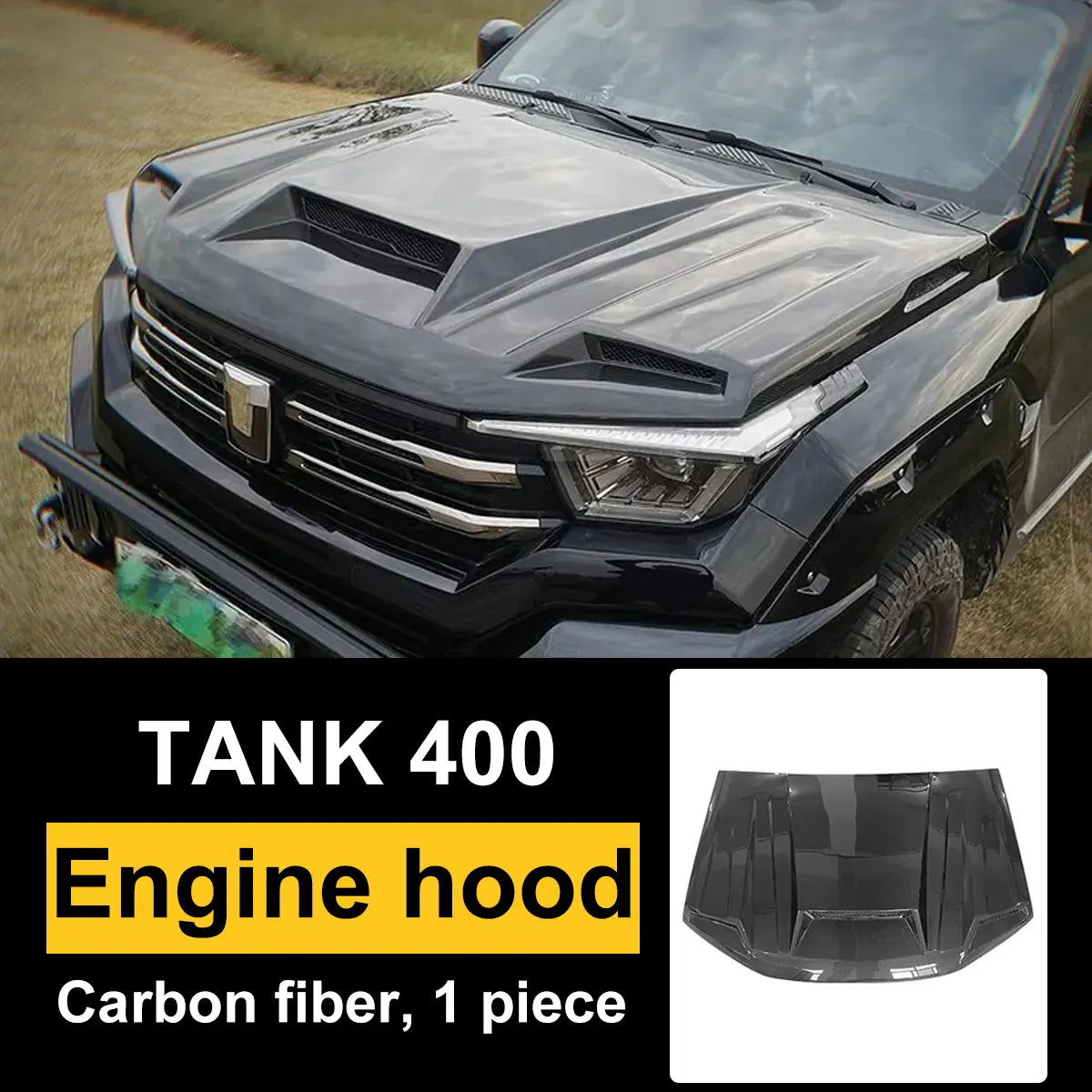 Carbon fibre replacement bonnet for GWM Tank 400 – image 1