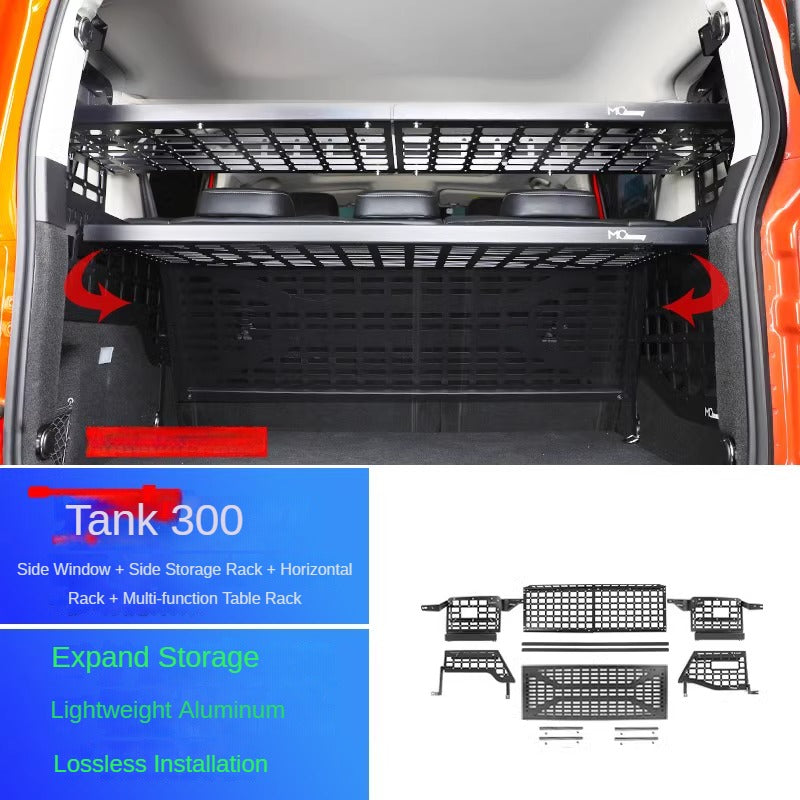 Upgraded Trunk Side Window and Tail Box Storage Rack System for GWM Tank 300