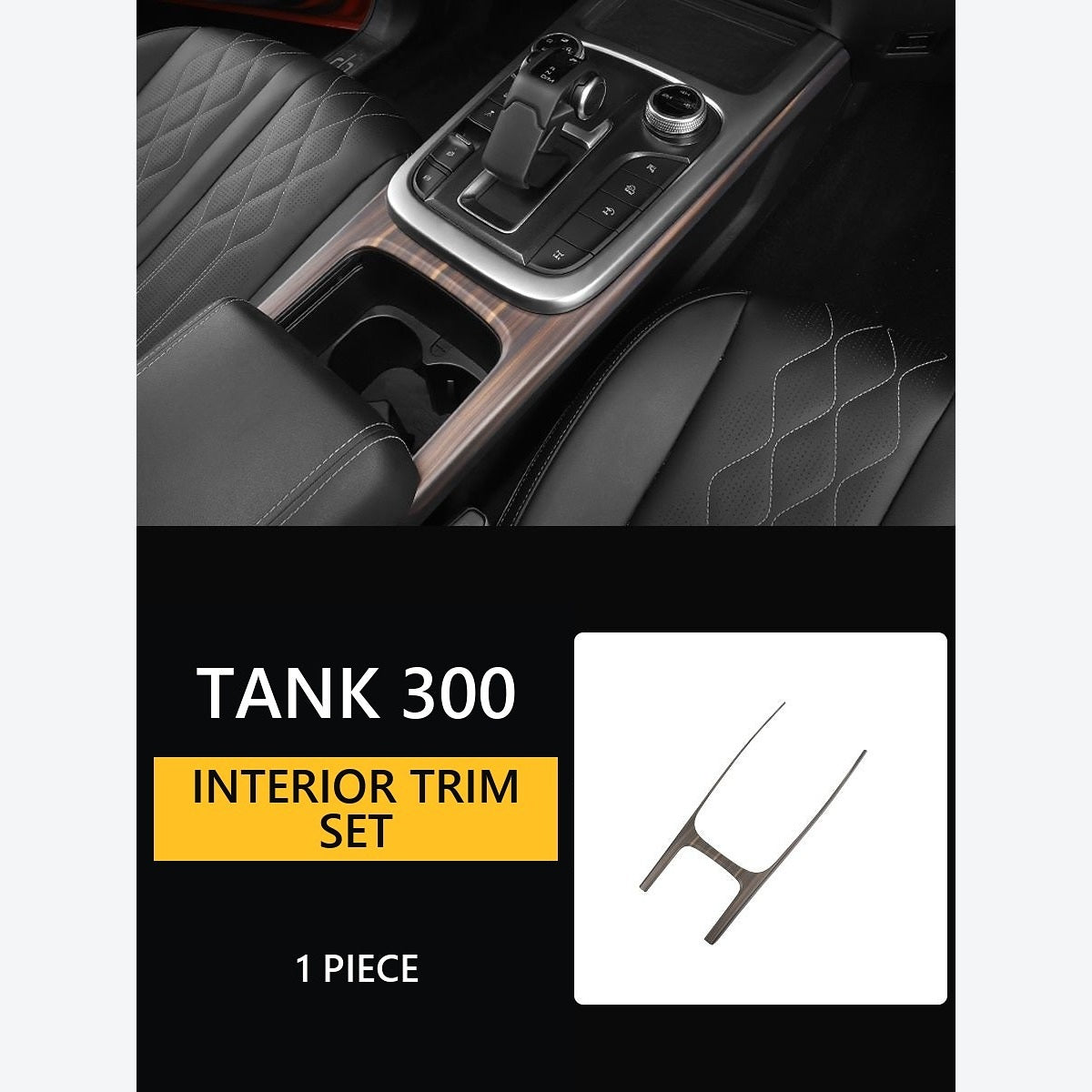 Wood-Look Interior Trim Collection for GWM Tank 300 – Centre Console Bridge – 1-Piece Trim