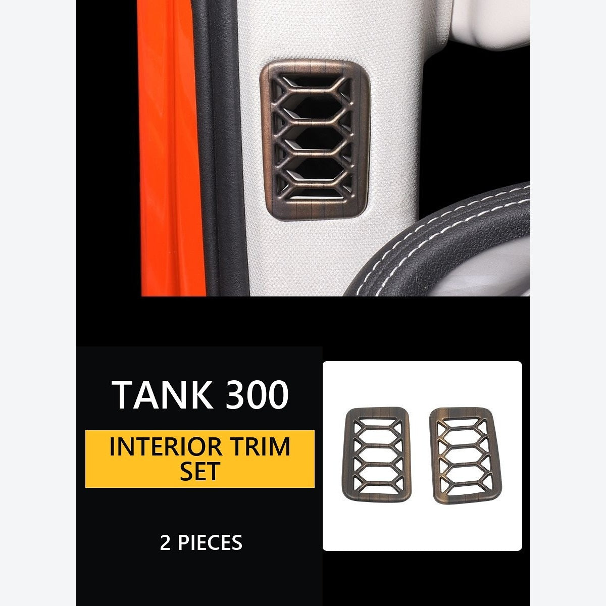 Wood-Look Interior Trim Collection for GWM Tank 300 – B-Pillar Air Vent Trim – 2-Piece Set