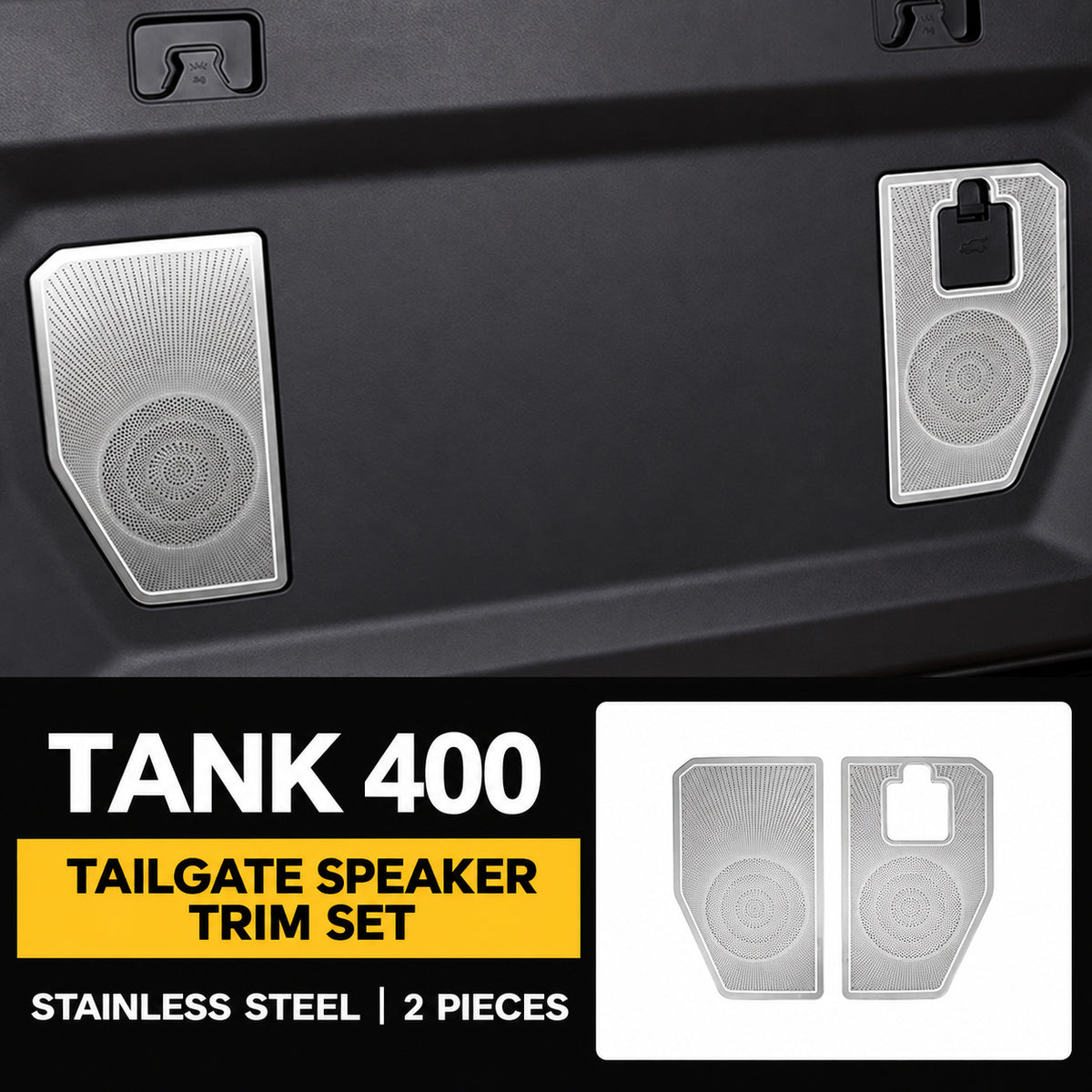 Speaker Grille Cover Collection for GWM Tank 400 – Tailgate Speaker Grilles – Silver