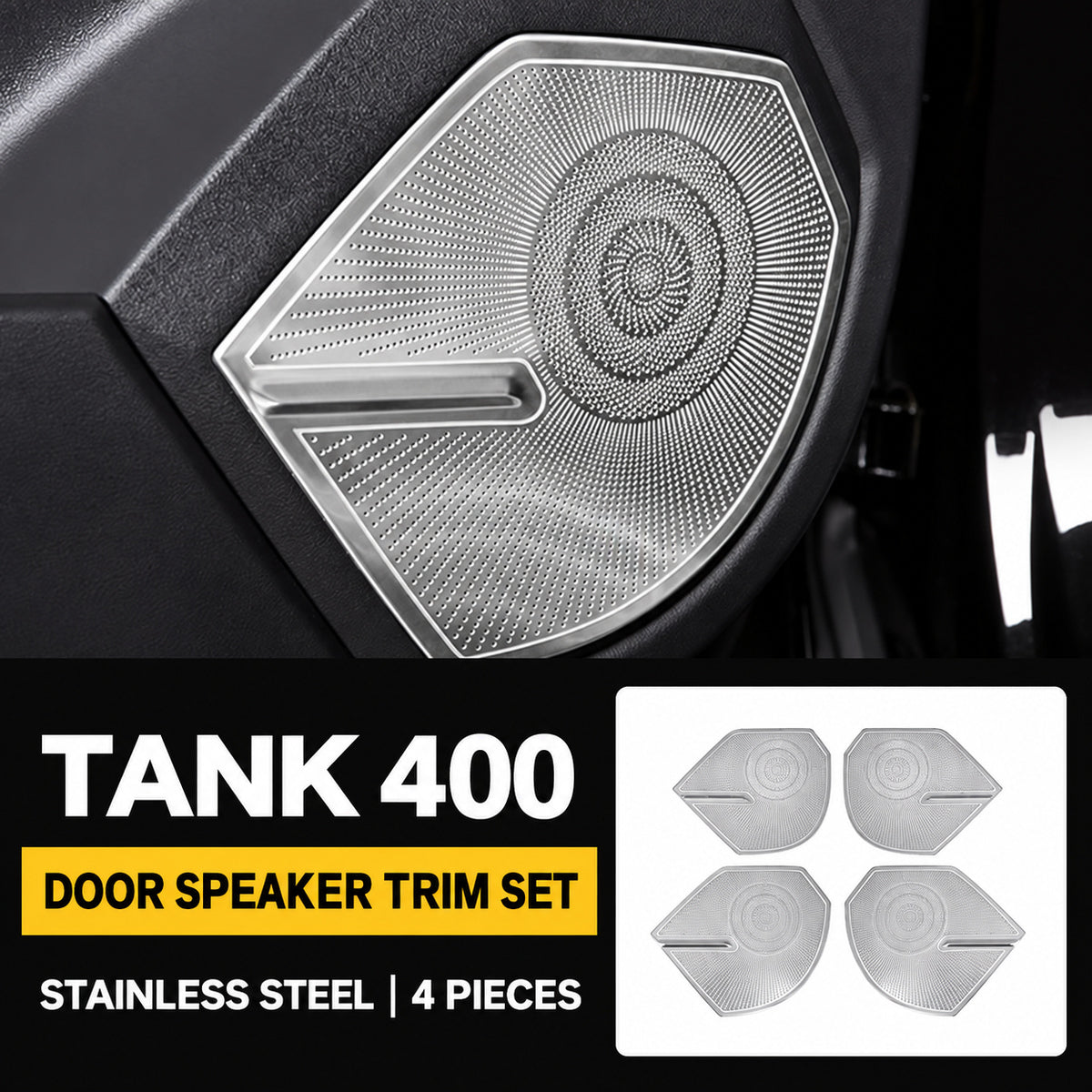 Speaker Grille Cover Collection for GWM Tank 400 – Door Speaker Grilles – Silver