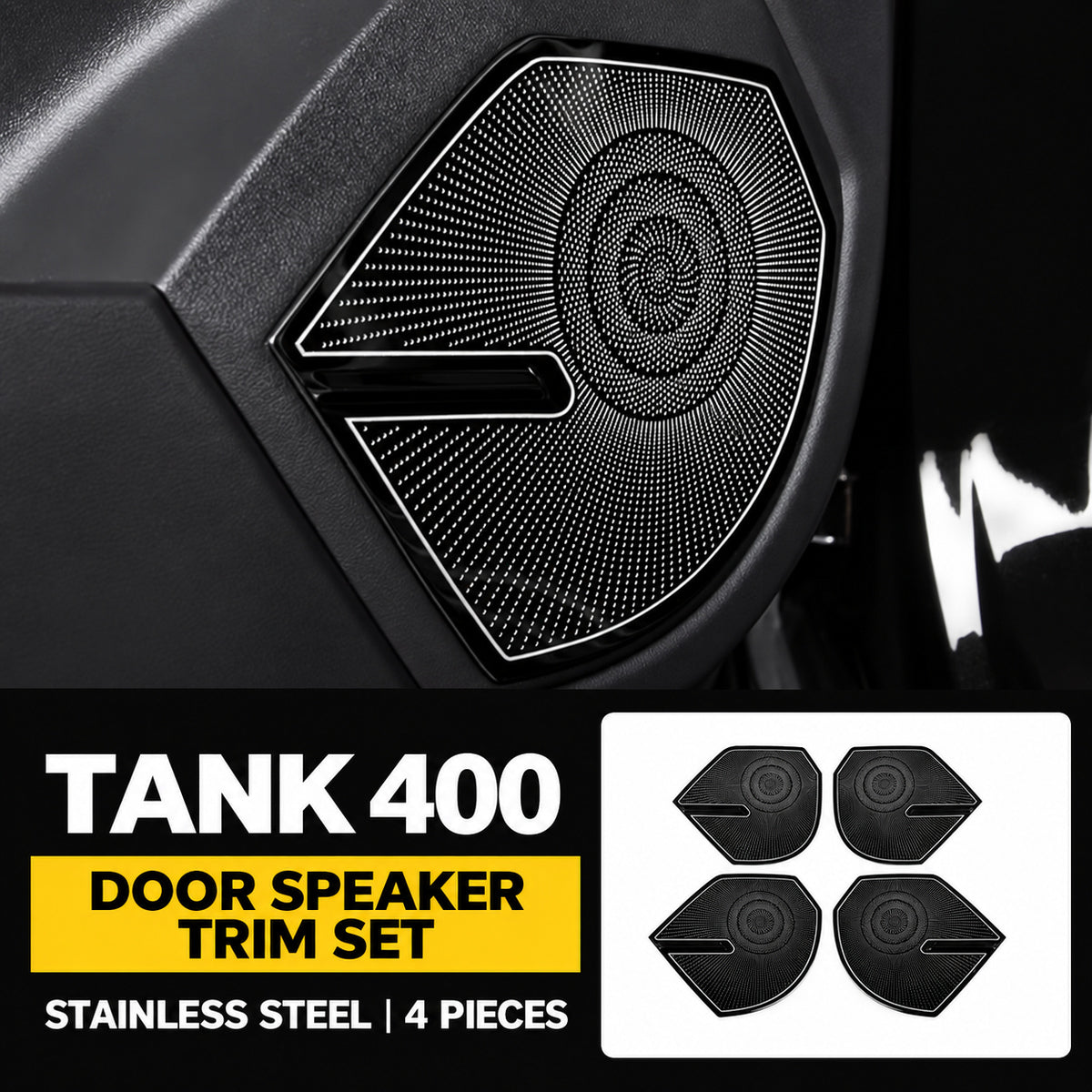 Speaker Grille Cover Collection for GWM Tank 400 – Door Speaker Grilles – Black