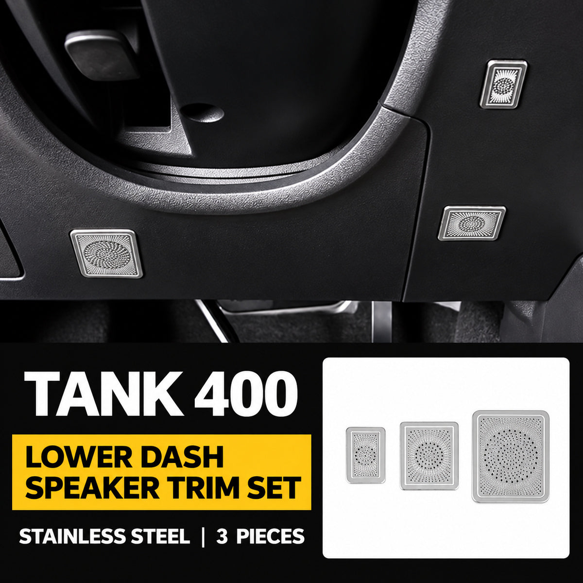Speaker Grille Cover Collection for GWM Tank 400 – Lower Dashboard Speaker Grilles – Silver