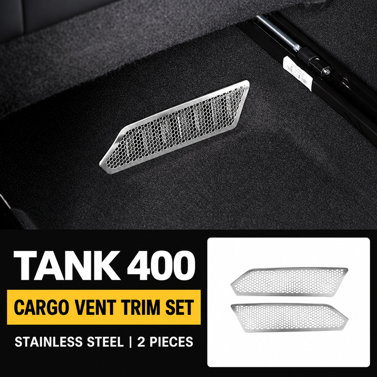 Speaker Grille Cover Collection for GWM Tank 400 – Cargo Side Vent Grille Trim – Silver