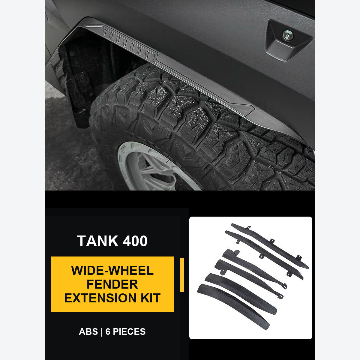 Wide Wheel-Arch Flare Kit for GWM Tank 400 – 6-Piece Set