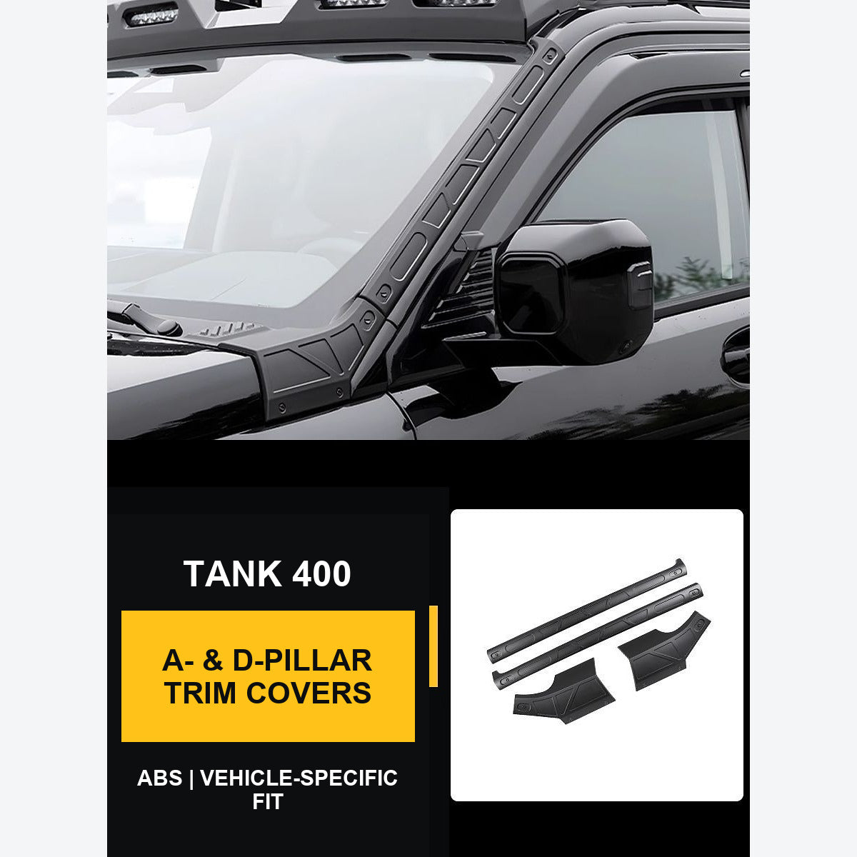 A- and D-Pillar Exterior Trim Covers for GWM Tank 400 Hi4-T – product image 9