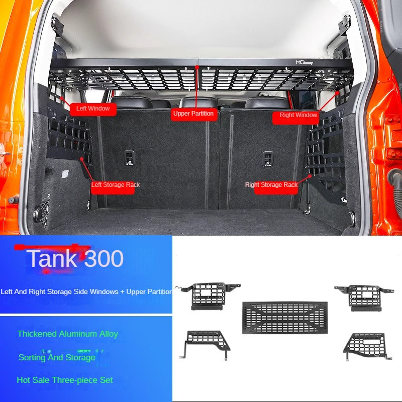 Upgraded Trunk Side Window and Tail Box Storage Rack System for GWM Tank 300