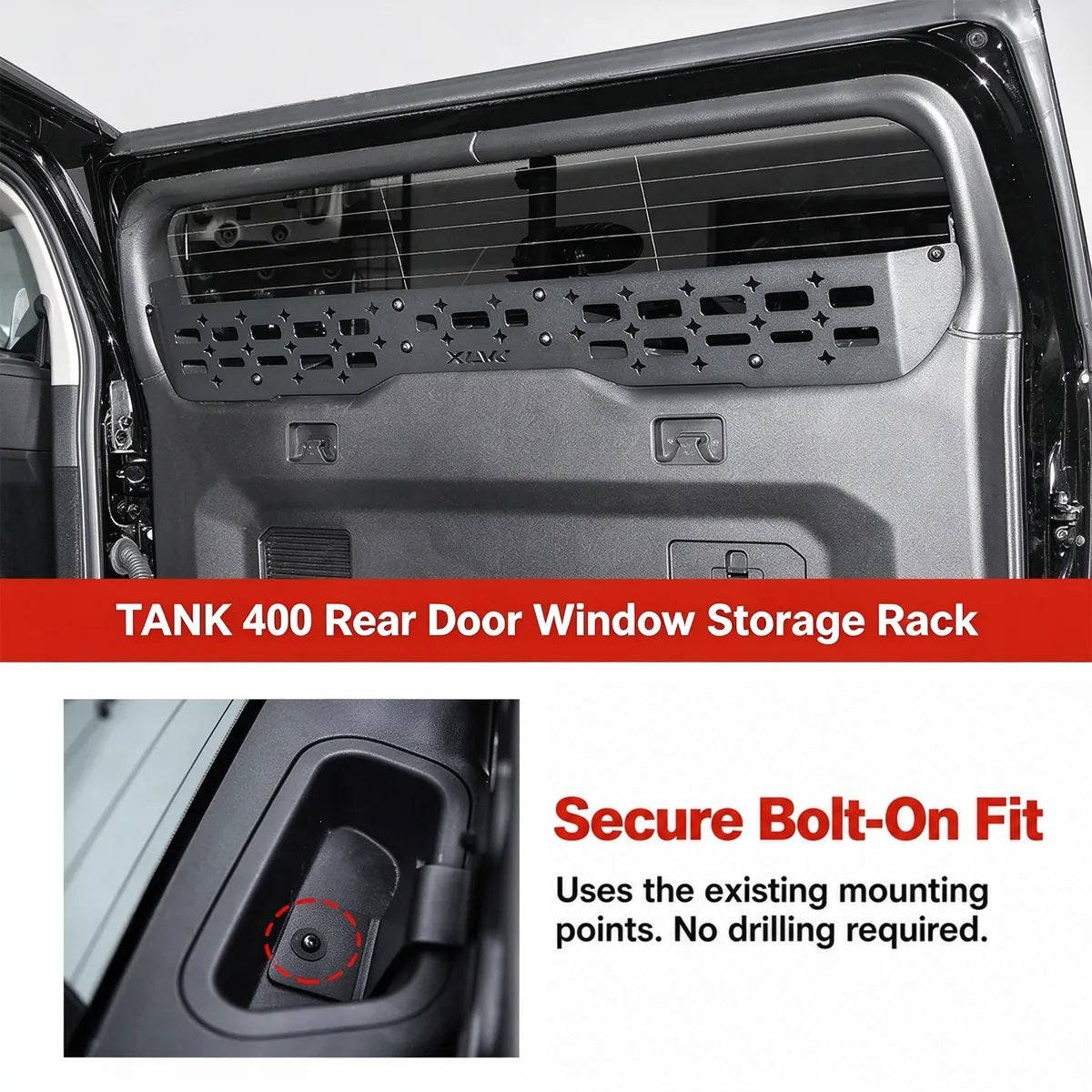 GWM Tank 400 rear door window storage rack — image 2