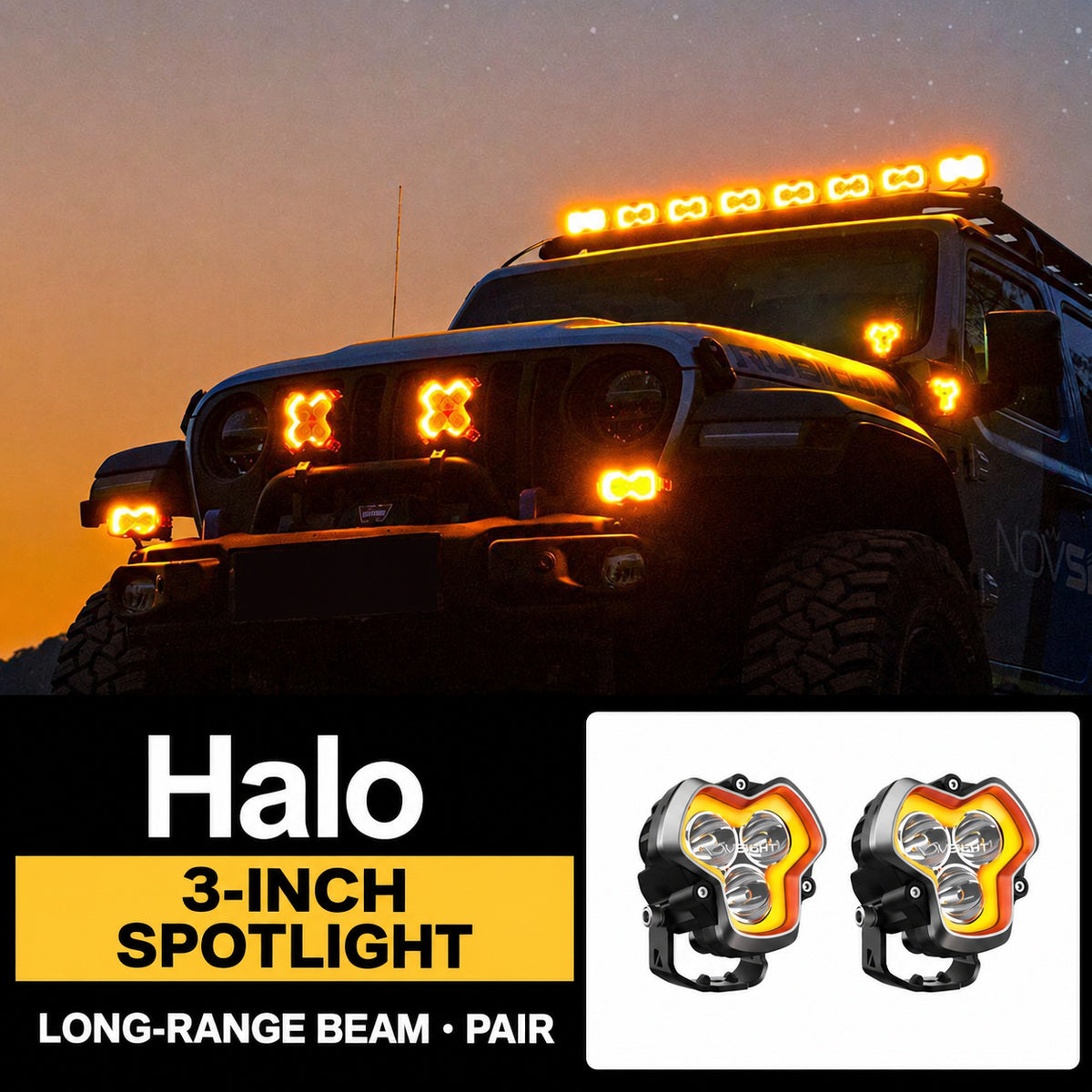 Halo A-Pillar LED Spotlight Pair – 3 inch long-range beam