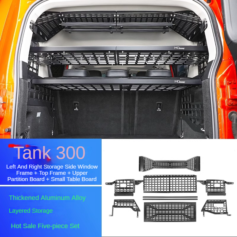 Upgraded Trunk Side Window and Tail Box Storage Rack System for GWM Tank 300