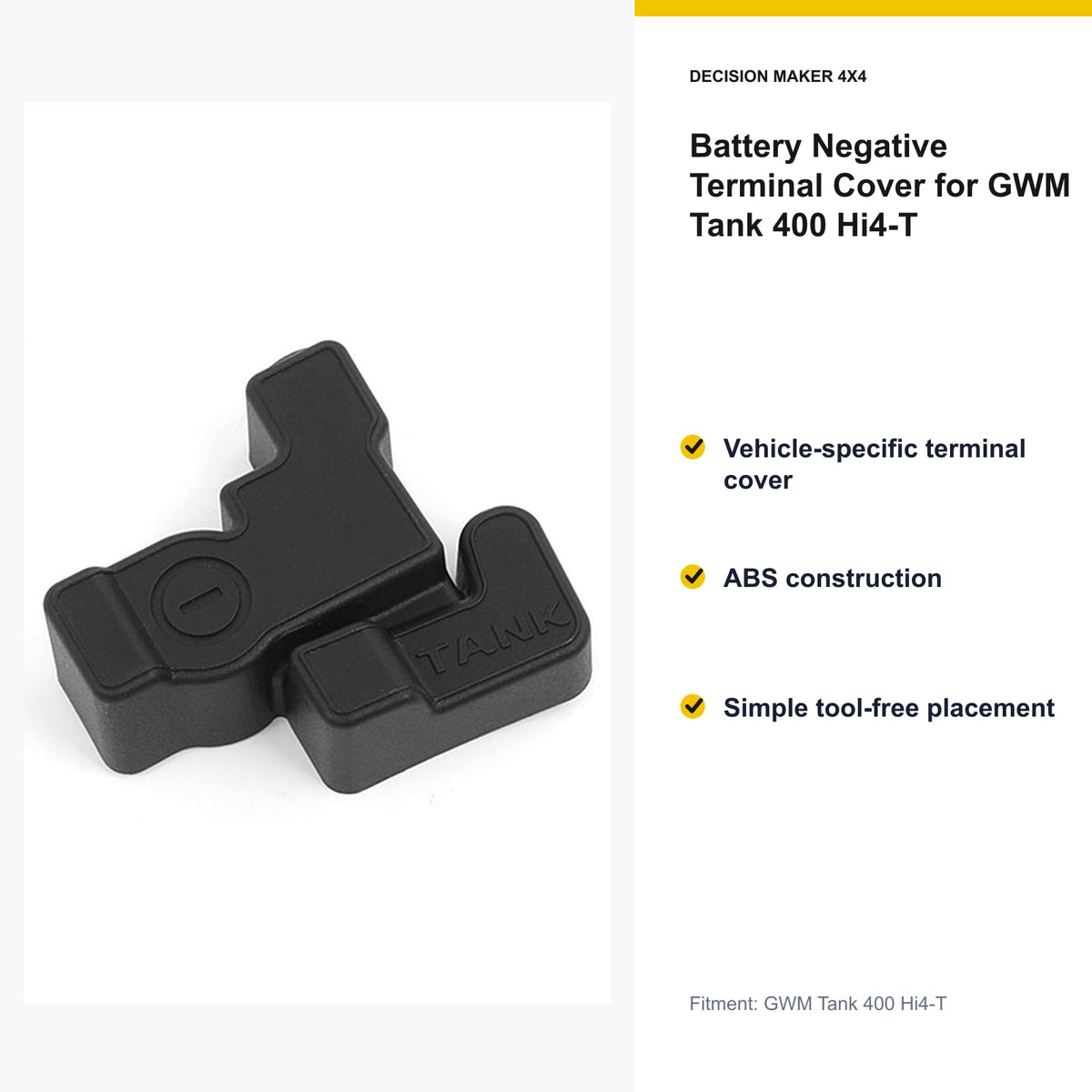 Key features of Battery Negative Terminal Cover for GWM Tank 400 Hi4-T