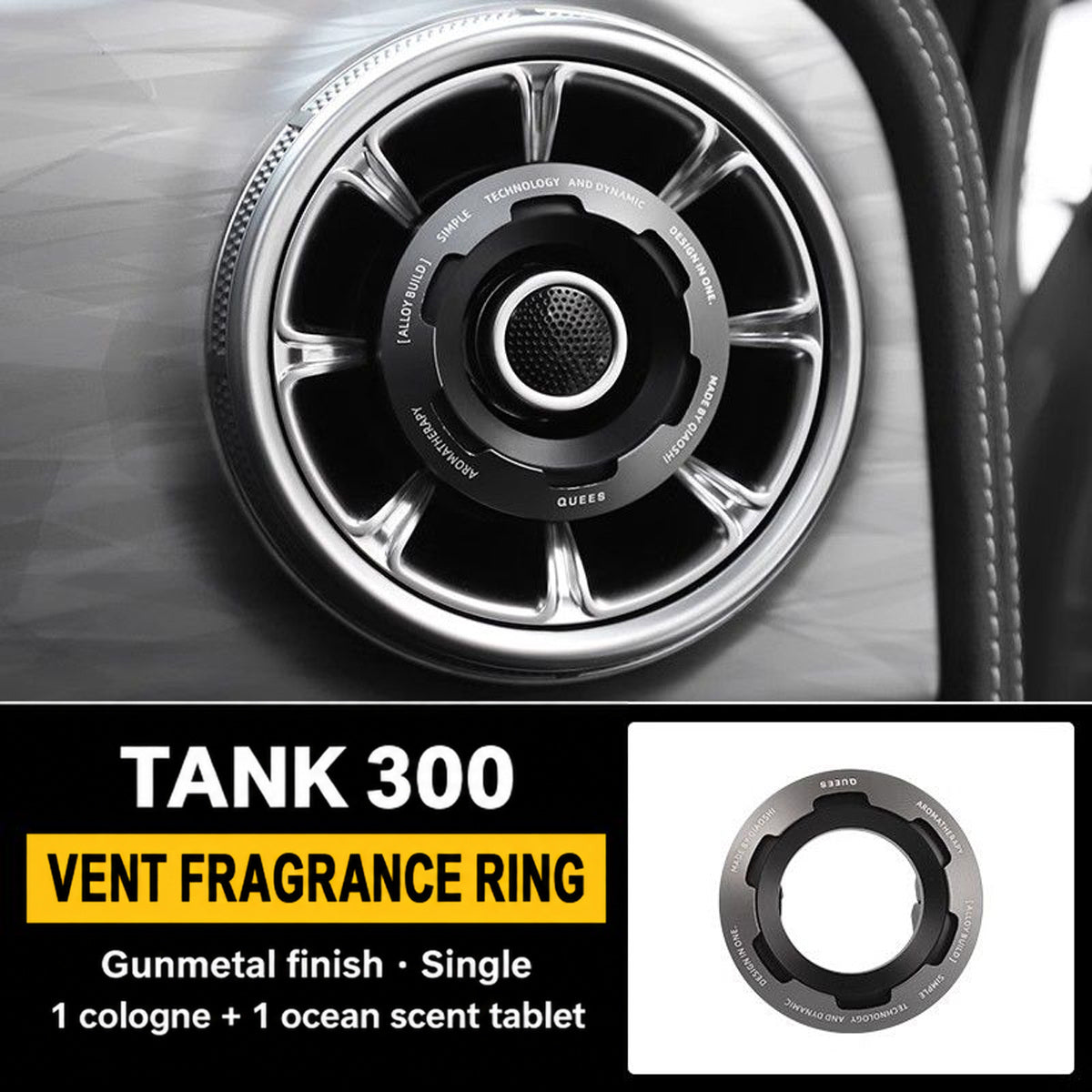 GWM Tank 300 air vent fragrance ring — Gunmetal · Single