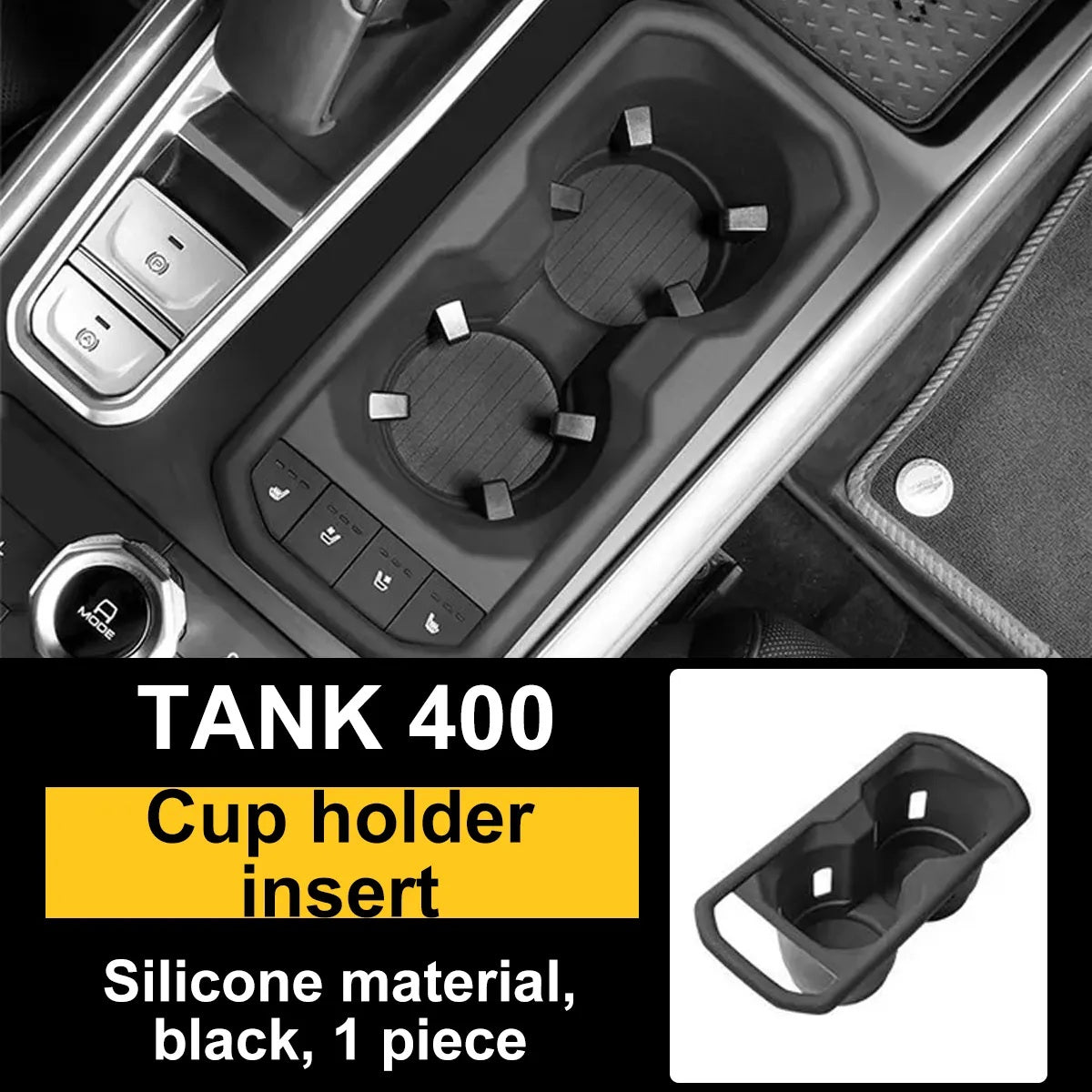 Black silicone cup-holder insert for GWM Tank 400