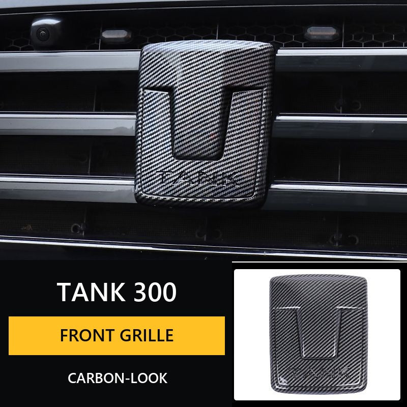 Carbon-Look Front Grille Emblem Cover for Tank 300#Colour_Grey