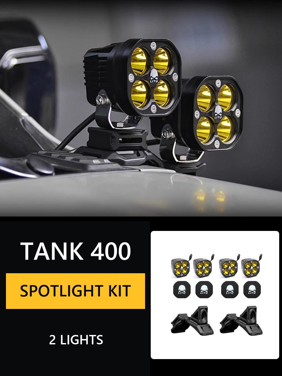 LED spotlights on the hood and A-pillar Tank 400#Colour_Yellow