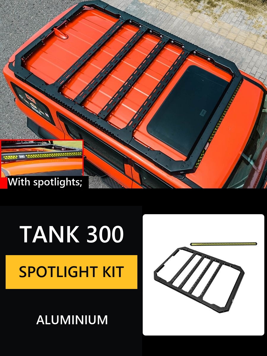 Integrated Roof Cargo Platform for Tank 300 with hidden LED spotlights – product image 10#Colour_Black-matte