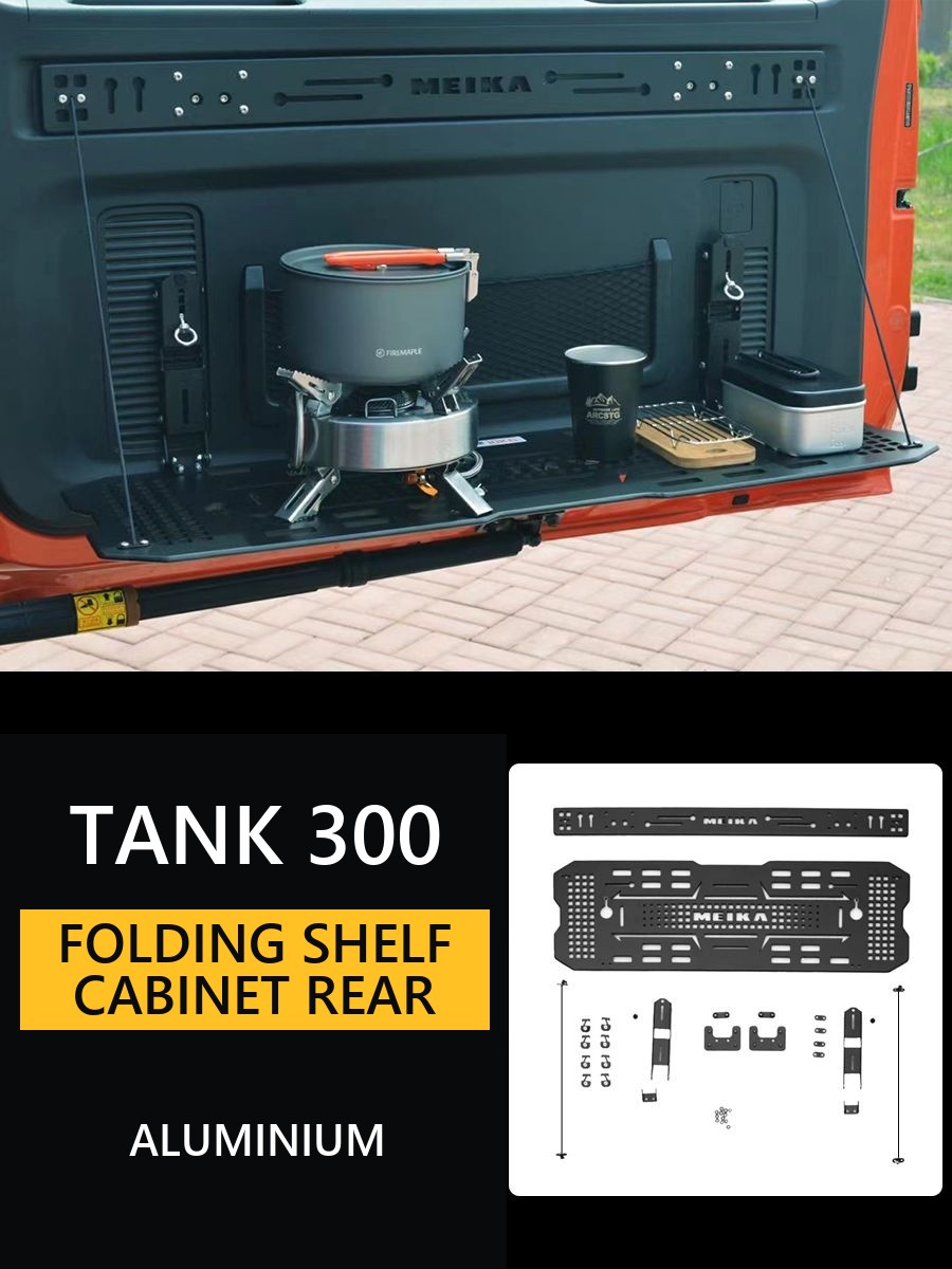 Folding shelf cabinet for the rear door Tank 300 and interior dining board in the trunk