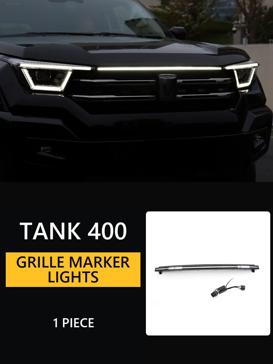 End-to-end LED strip for Tank 400 radiator grille with dynamic effects
