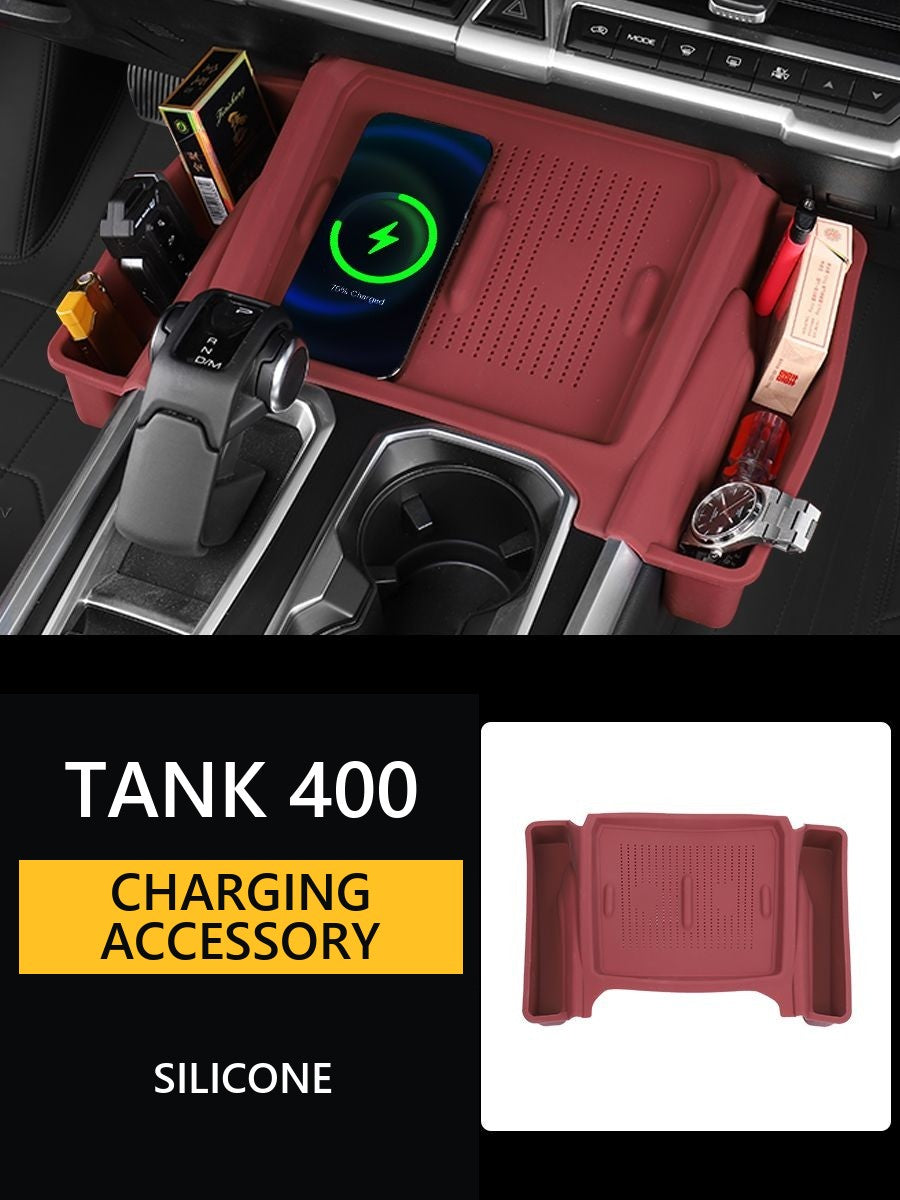 Anti-Slip Silicone Wireless Charging Mat Tank 400#Colour_Red