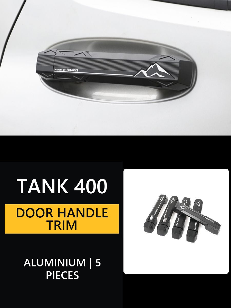 Mechanic-Style Aluminium Door Handle Cover Set for Tank 400#Colour_Black