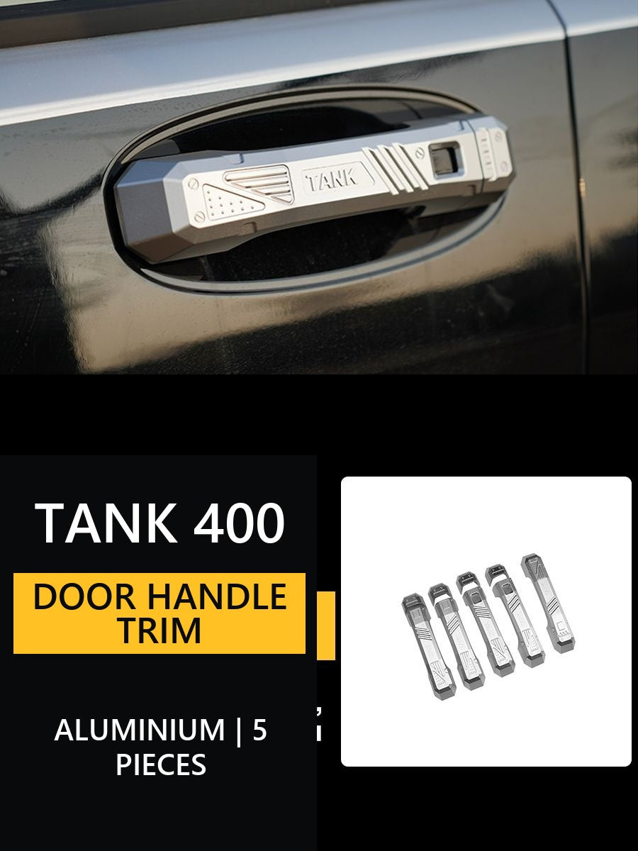 Mechanic-Style Aluminium Door Handle Cover Set for Tank 400 – image 13#Colour_Silvery