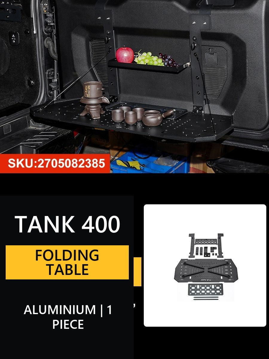 Folding table and organiser for the trunk Tank 400