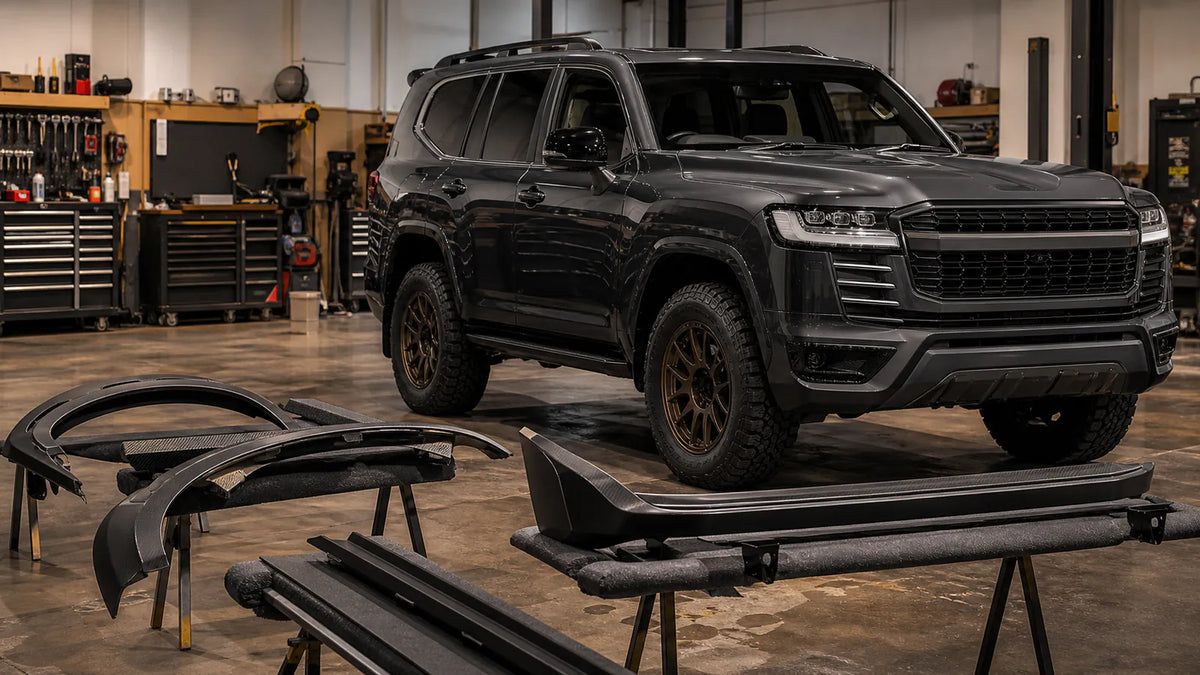 Tank 700 body kit fitment planning in a 4WD workshop