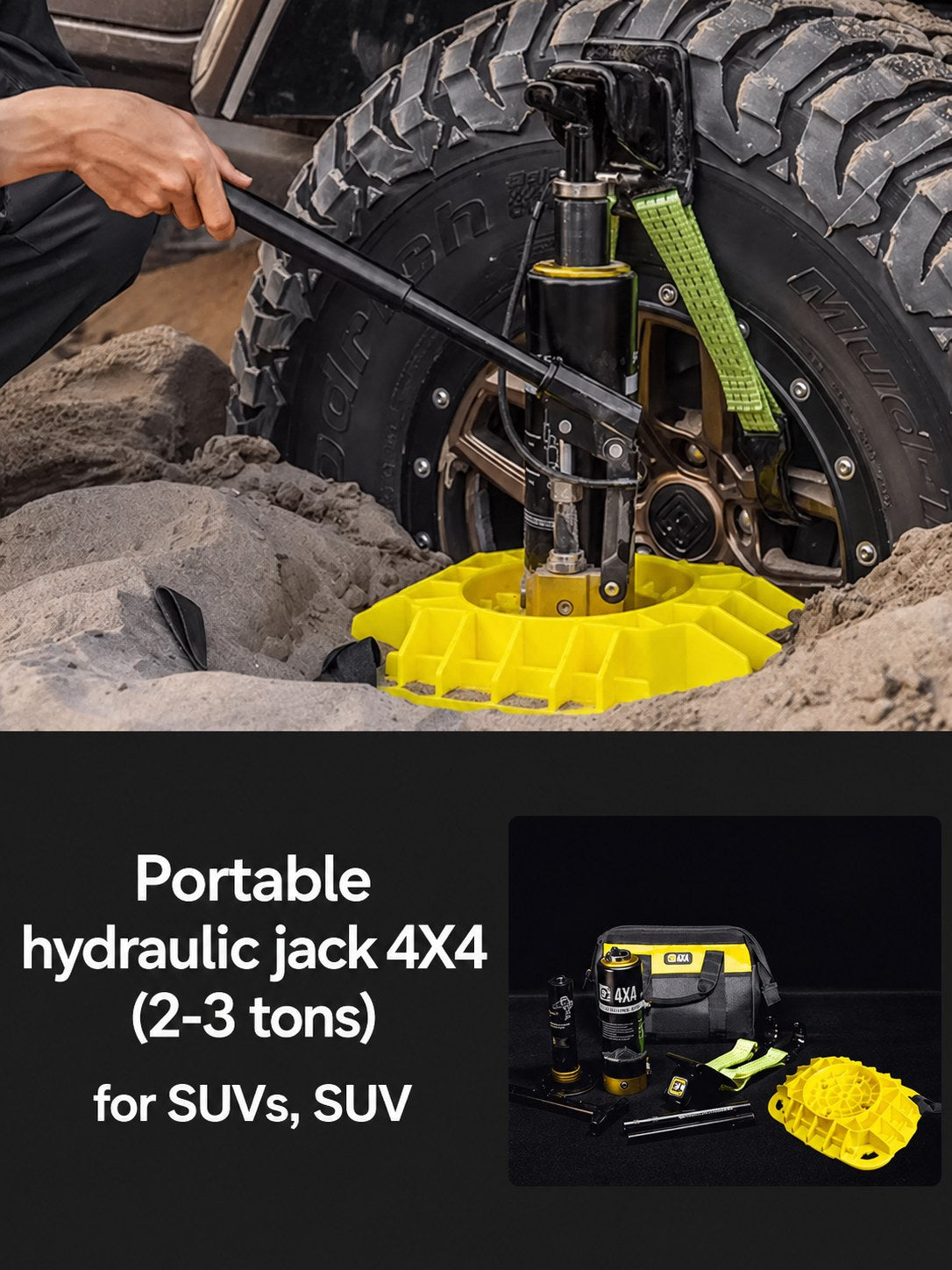 Portable 2–3 Tonne Hydraulic Jack for 4x4 Vehicles