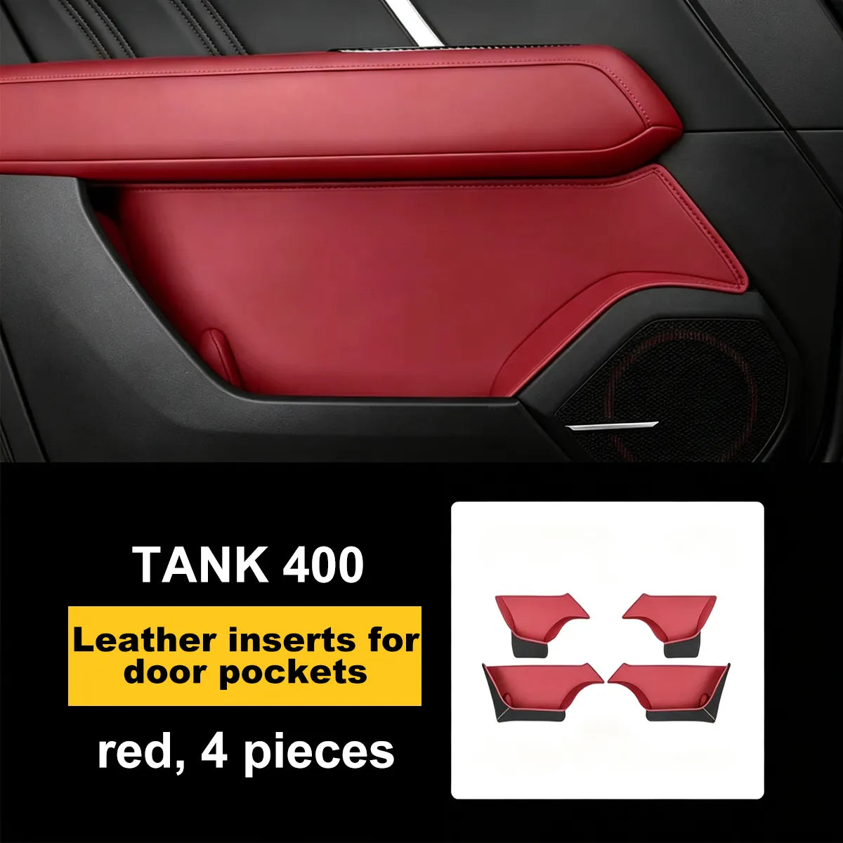 Leather liners for lower door pockets Tank 400 Hi4-T