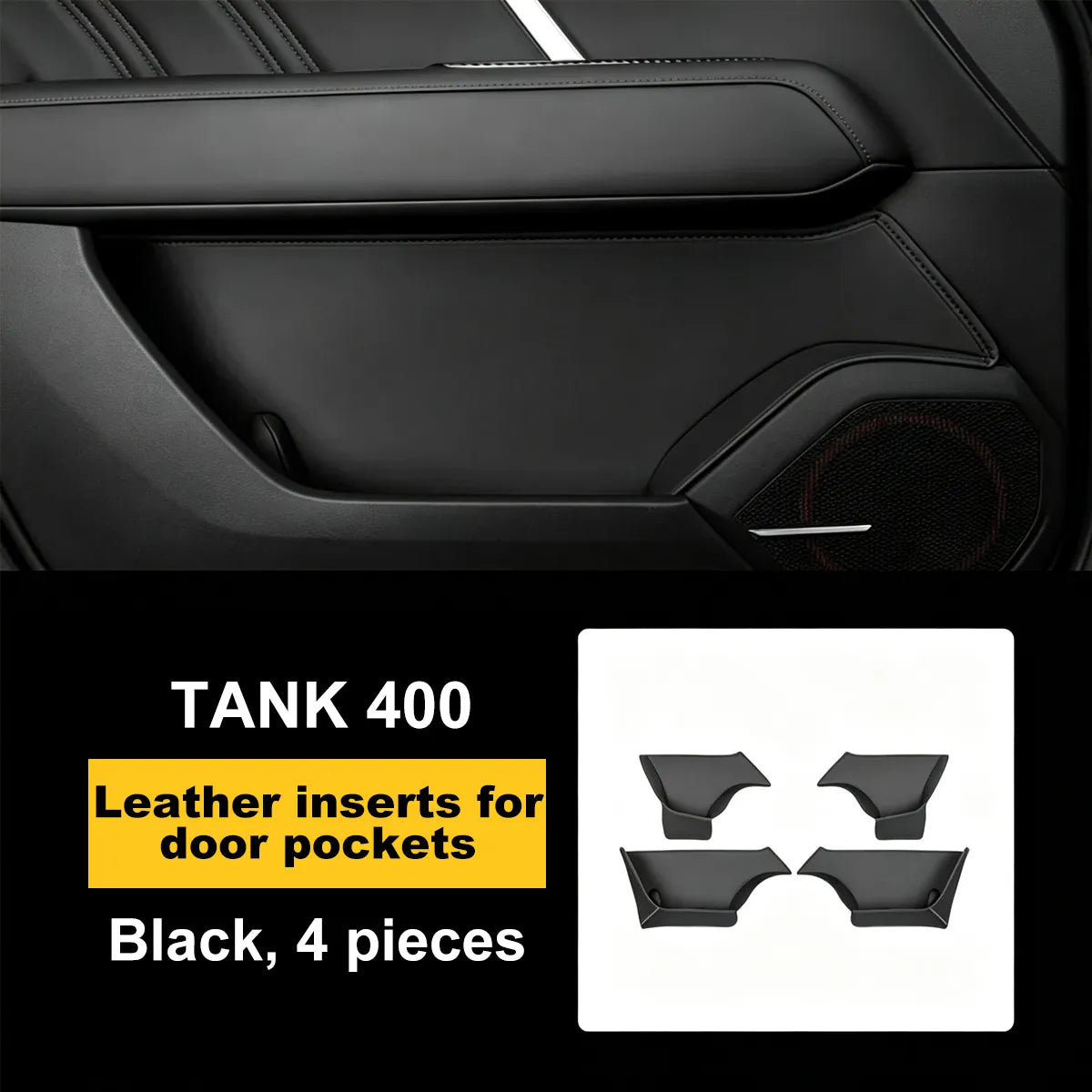 Leather liners for lower door pockets Tank 400 Hi4-T