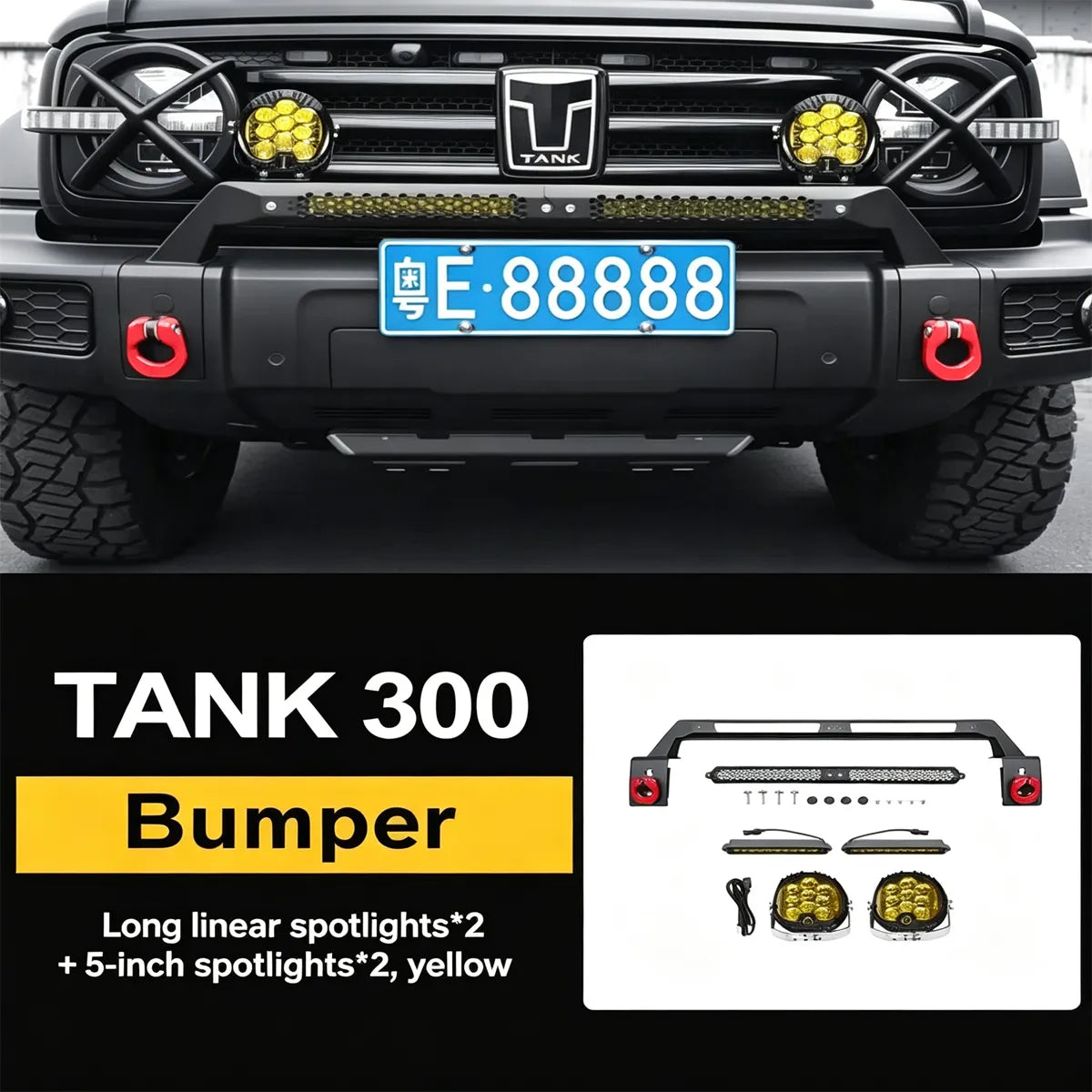 Bracket for LED spotlights on the front bumper for Tank 300