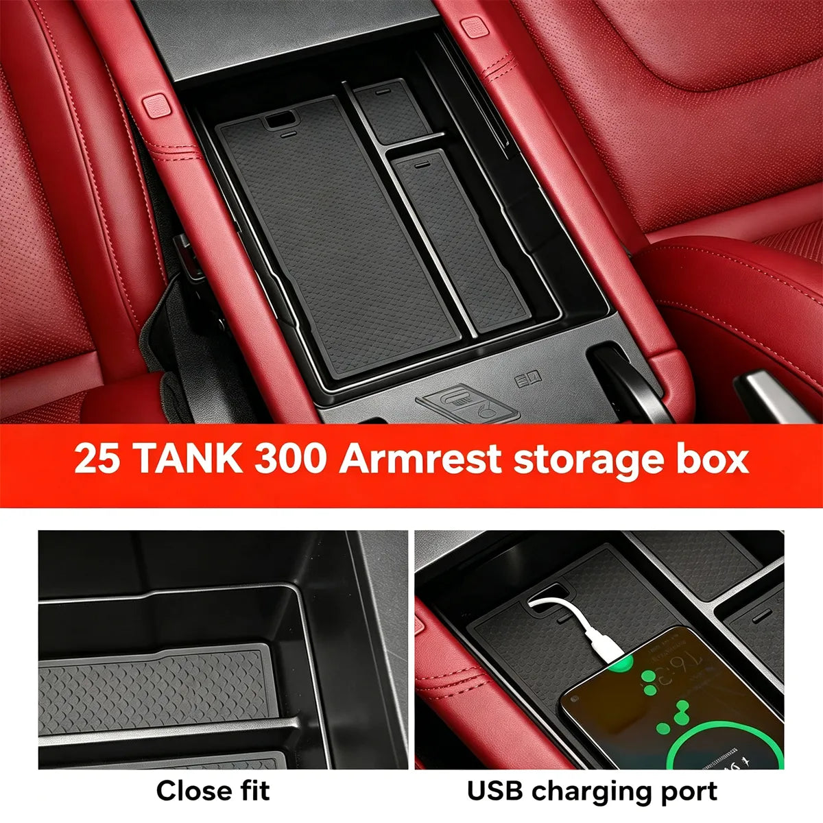 Tank 300 (2025) organiser in armrest – division into zones