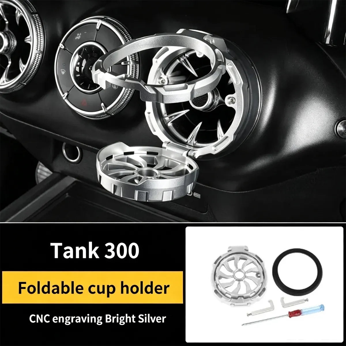 Vent-Mount Folding Cup Holder for Tank 300