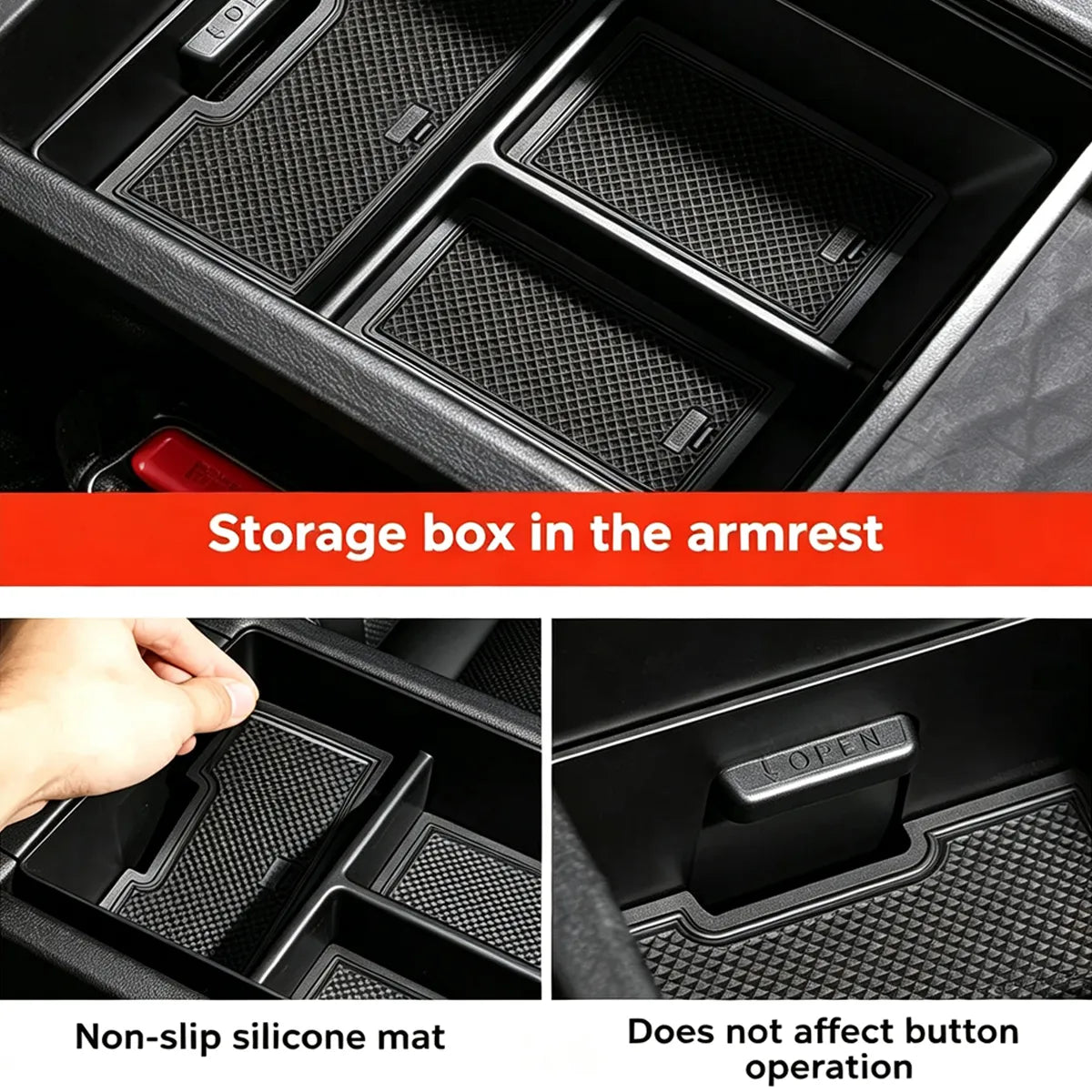 Storage case in the central armrest for Tank 300 cars