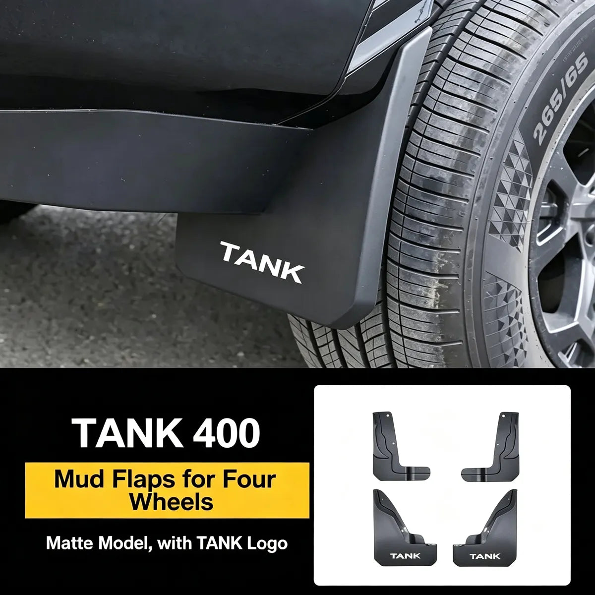 Set of onboard splashers for 4 wheels (front and rear) Tank 400 Hi4-T
