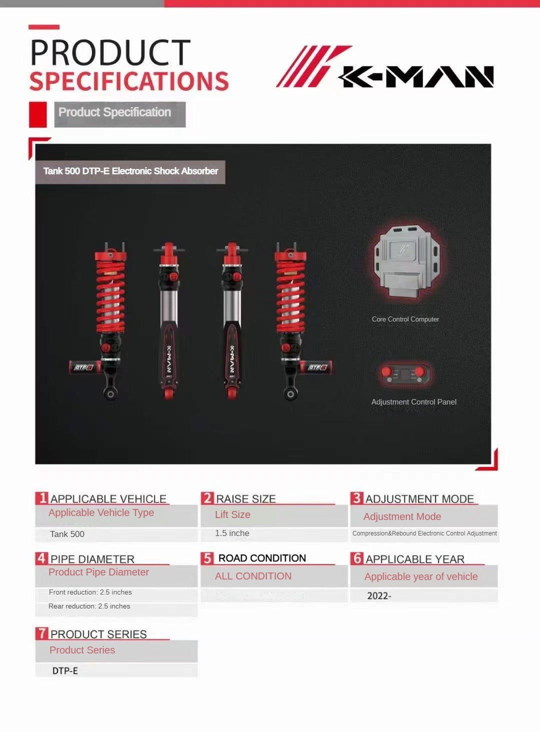 GWM TANK 500 K-MAN NITROGEN SUSPENSION SHOCK ABSORBER KIT